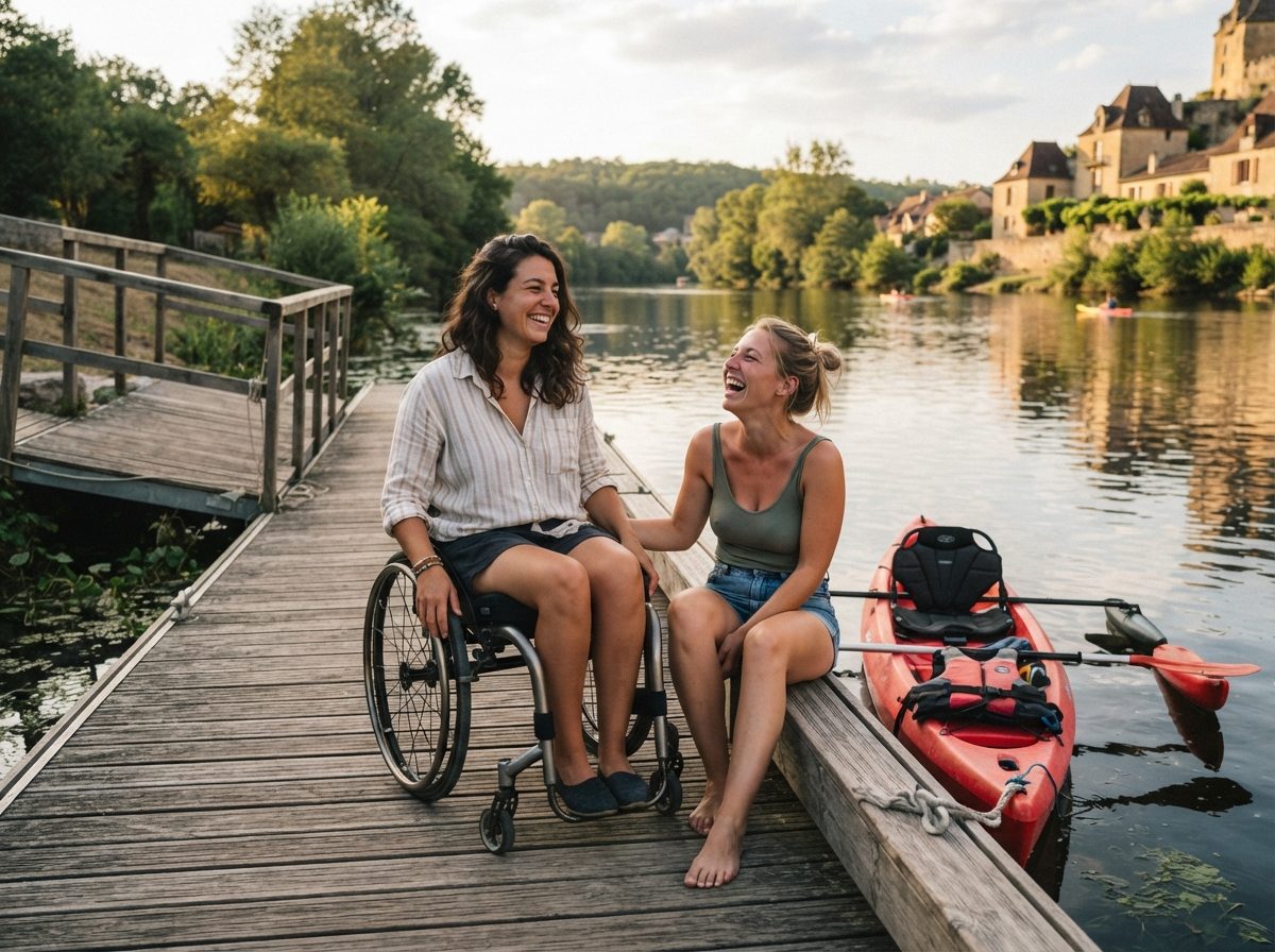 Un groupe pratique une activité adaptée en extérieur